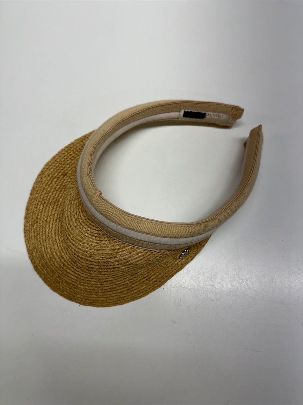 Helen Kaminski Bianca 8 Raffia Stripe Visor Sun Hat Tan Natural Nougat Striped